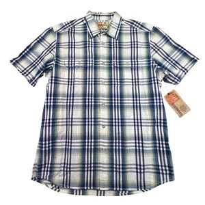 Ruff Hewn Shirt Men's Size Medium NEW Plaid Blue Button Up‎ Short Sleeve Casual